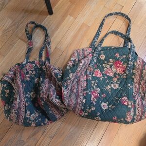 Floral Quilted Tote Bag Set